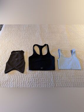 SET Active XS Crop Tank Bra Trio Bundle - Black, Brown, Light Blue